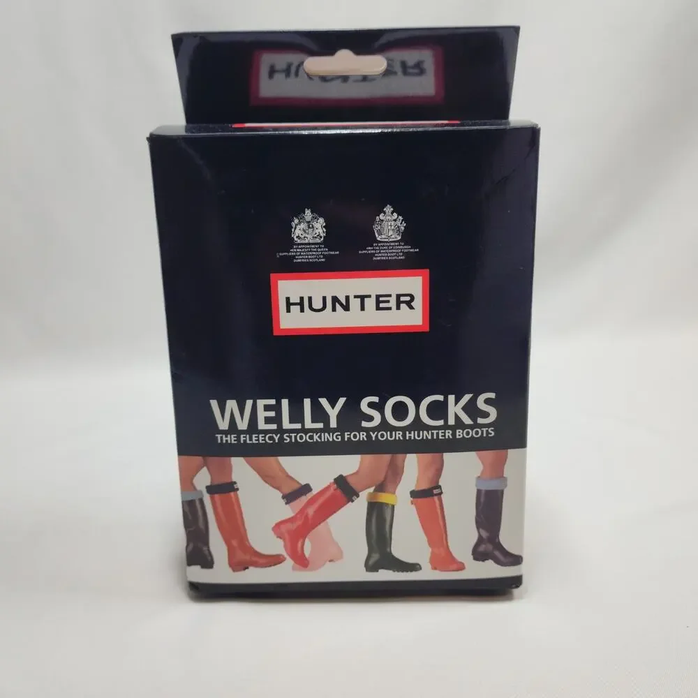 Hunter Fleece Warm Pull On Tall Boot Welly Unisex Socks Blue Size  L